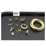 GROUP OF PINS LARGE TRIPLE CIRCLE PIN BIRDS HEART