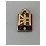 10K GOLD PENDANT RUBY AND DIAMOND 2.64G