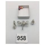 WISH PEARL PENDANTS BUTTERFLY  DOUBLE HEARTS