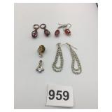RHINESTONE DROP EARRINGS SINGLE STONE PENDANT