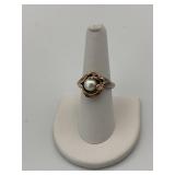 STERLING RING 7.5 PEARL CENTER .247 OZT