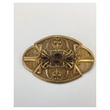 IMPRESSIVE ART DECO GOLD TONE PIN PURPLE STONES