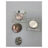 COINS INCLUDING 2 1/2 OZ .000 FINE SLIVER ROUNDS,
