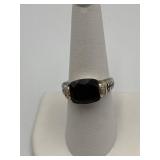 14KT GOLD T & C 2 TONE RING W/ TOPAZ CENTER SZ. 8