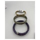 PURPLE ACCENT BRACELET, SILVER TONE BRACELET,