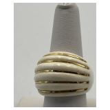 STATEMENT RING BELIEVE IVORY W/ 14KT GOLD BANDS,