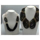 CLEOPATRA COLLAR BLACK AND GOLD BEADED NECKLACE