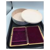 WOOD BOX CARVED TOP BRIGHTON TIN BOXES VELVET