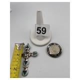 ROUND MEXICAN PIN W/ INLAY, NATIVE AM. CROSS