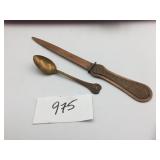 COPPER AND BRASS LETTER OPENER WM ROGERS SMALL