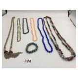 BEADED NECKLACES OPEN END CHAIN WITH TASSEL ENDS