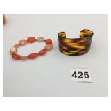 FAUX TORTOISE SHELL CUFF BRACELET STRETCH