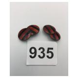 STERLING SILVER CUFF LINKS BLACK RED STRIPES