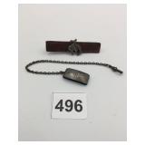 LEATHER TIE BAR WITH BUCKING BRONCO  HICKOK