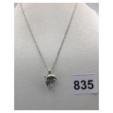 SILVER 925 CHAIN WITH WISH PEARL PENDANT DOLPHIN