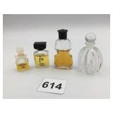 MINIATURE PERFUME SAMPLE BOTTLES ONE EMPTY THREE