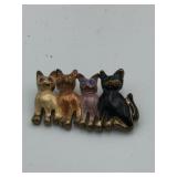ENAMELED CAT PIN RHINESTONE EYES
