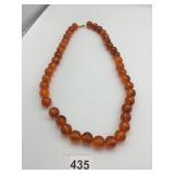 LES BERNARD LARGE ORANGE BALL BEAD NECKLACE 30"