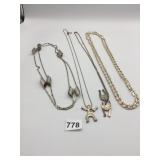 NECKLACE GROUP SILVER TONE CAT PENDANT PEOPLE