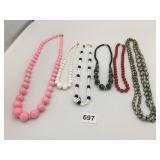 BEADED NECKLACES PINK WHITE GREEN RED ETC.