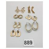 EARRING GROUP DROP HOOPS TASSEL CHAINS  GOLD TONE