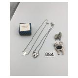 PINS CAT DOG AVON SILVER TONE PENDANT NECKLACE