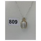 SILVER 925 PENDANT NECKLACE SCROLL WORK SETTING