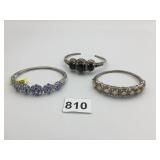 CUFF BRACELETS SILVER 925 PURPLE BLACK YELLOW