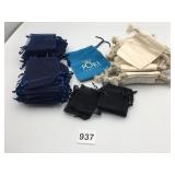 GROUP OF JEWELRY STORAGE POUCHES SHEER BLACK BLUE