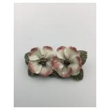 PORCELAIN FLOWER PIN 2"