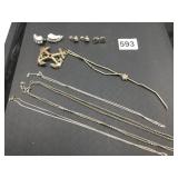 EARRINGS SILVER TONE CHAIN NECKLACES METAL ANCHOR