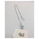 SILVER 925 NECKLACE AND PENDANT RHINESTONES BLUE