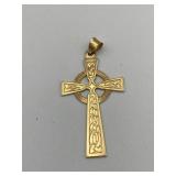 GOLD CROSS PENDANT 1 3/4 " LONG 4.0 GRAMS