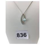 SILVER 925 CHAIN NECKLACE AND PENDANT BLUE BEAD