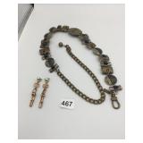 CHICOS METAL PANEL CHAIN BELT INSET STONES PAIR