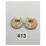 LES BERNARD IVORY COLOR HOOP EARRINGS