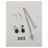 PENDANT NECKLACE BLUE STONE MARQUIS DROP EARRINGS