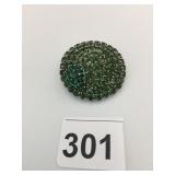 GREEN RHINESTONE ROUND PIN MADE IN AUSTRIA