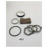 BRACELETS STRETCH RHINESTONES METAL CUBED BEADS