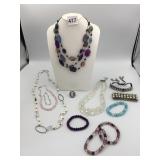 HUGE LOT BRACELETS BEADED STRETCH NECKLACES GLASS