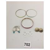 BANGLE BRACELETS HOOP EARRINGS POLISHED STONE OR