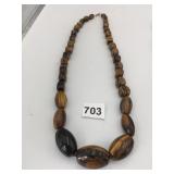 CHUNKY NECKLACE POLISHED STONE GRADUATED BEADS