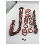 BROWN BEAD NECKLACE NO END CLOSE PLASTIC OR