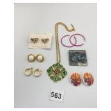 ENAMEL PENDANT NECKLACE GREEN EARRINGS HANDMADE