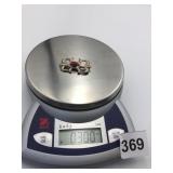 SILVER PIN 1-3/4" OPEN DESIGN RED STONE CENTER