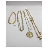 PENDANT NECKLACE TRIBAL DANCING FIGURE GOLD TONE