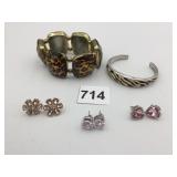 CUFF ENAMEL ZEBRA DESIGN BRACELET EARRINGS