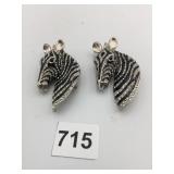 ZEBRA HEAD PINS SILVER TONE 3"