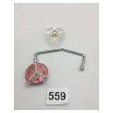 HEART PENDANT RHINESTONE CENTER  PINK ENAMELED