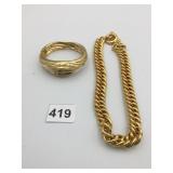 HEAVY GOLD TONE CHAIN CHOKER HINGED GOLD TONE